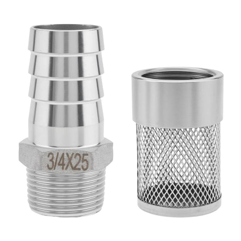 25mm Inlet Suction Strainer Mesh Filter For Garden Hose And Water Pipe Debris Removal 304 Stainless Steel, barbed fittings
