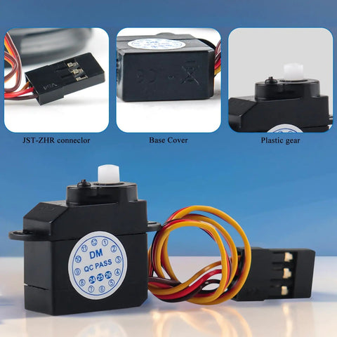 Mini Micro Servo Motor 2.1g 180 Degree Rotation DM S0020 with POM plastic gears and JST-ZHR connector, pack of 6