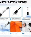 Installation steps for Heavy Duty Ice Anchor Tool Kit For Ice Fishing Shelter And Ice Houses illustration.