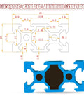 Tough-As-Nails Blue 2040 Aluminum Extrusion Profiles Featuring Precision V Slot Grooves For Serious Industrial Framing And DIY Projects Pack of 5 Pieces Each Measures 48 Inches Long Made From High-Strength Alloy That Plays Nice With All 20 Series Gear diagram showing dimensions and design.