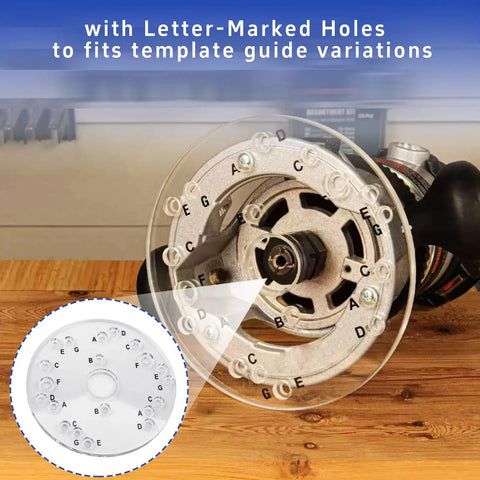 No Hassle Clear Acrylic Router Base Plate Upgrade With Letter Marked Holes For Template Guides Heavy Duty Mounting 6.5 Inch Diameter