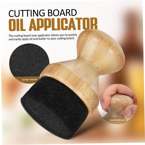Straight Up Premium Wax Applicator For Cutting Boards Durable Bristle Brush For Mineral Oil Wood Polish Compact Kitchen Tool, featuring a spongy foam tip for easy oil application.