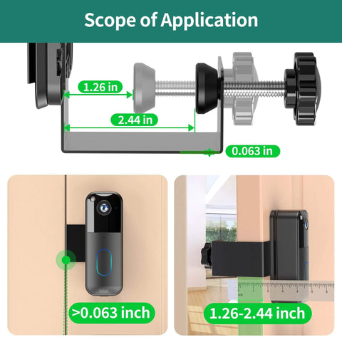 Diagram illustrating Anti Theft Doorbell Mount Bracket for Video Doorbell Cameras Fits First and Second Gen No Drill Easy Install