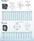 Engineering diagram and specs for FK and FF support units in SFU4010 Ball Screw CNC Kit With Nut, End Supports, Coupler And Machining.
