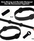 150 Piece Reusable Cable Ties Set With 4, 6, 8, 10 Inch Hook And Loop Straps, showing adjustable black wire ties connected