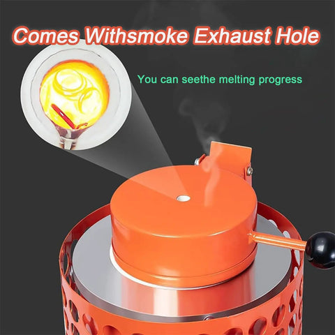Electric Gold Melting Furnace Kit 2000W Heavy Duty Beast Melt Time 25 to 35 Minutes with smoke exhaust hole
