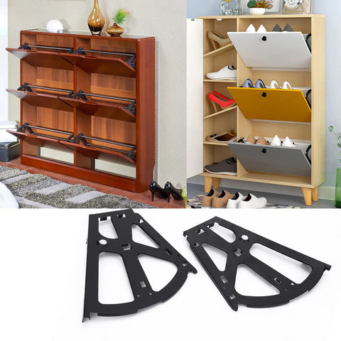 Black steel Two Layer Shoe Cabinet Drawer Hinge Replacement Fittings For Kitchen And Living Room Smooth Quiet Flip Frames