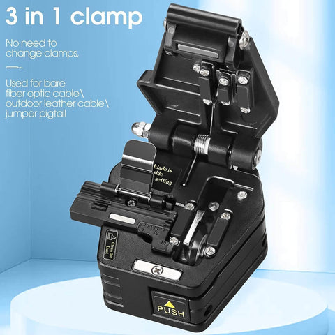 Pro Grade Fiber Optic Cleaver And Cable Cutter Set With Automatic Return, High Precision 0.8 Degree Cut, 3-port stripper