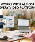 Woman using Hella Crisp Full Hd 1080p Webcam For Streaming And Remote Meetings Boasting Auto Light Correction during video call.