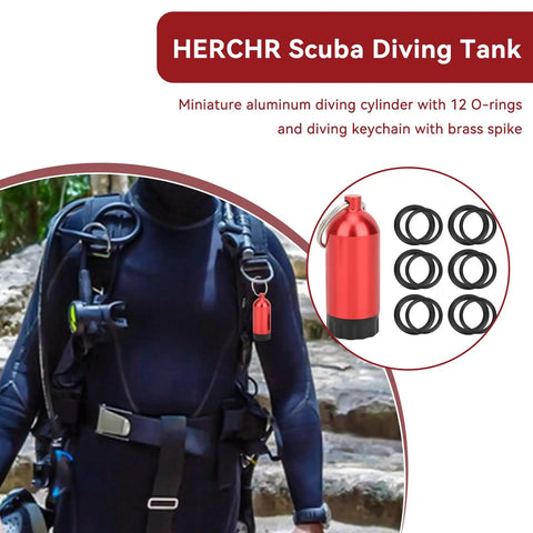 Mini Scuba Diving Tank Key Ring Kit With 12 O Rings Aluminum Alloy Portable Dive Cylinder Valve Set Scuba Tank O Rings