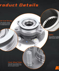 Front Wheel Hub And Bearing Assembly For Nissan Rogue 2008 To 2013 And 2014 To 2015 Rogue Select Plus 2007 To 2012 Sentra 5 Lug With ABS Pair Beefed Up Wheel Bearing Kit For Front Axle Easy Install Sealed Grease For Built To Last, showing design details and components.