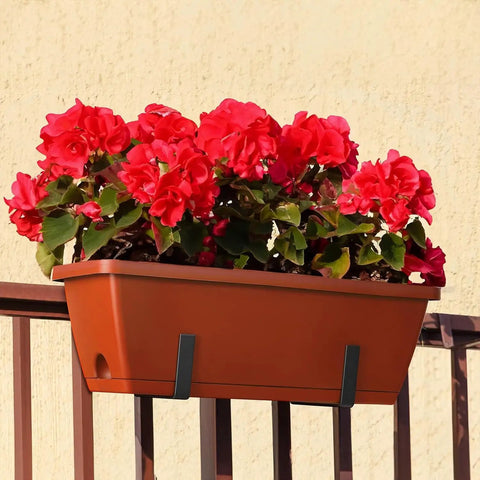 Kick It Up A Notch On Your Deck With These Sturdy Railing Planter Boxes Perfect For Balconies Patios And Windowsills with red flowers