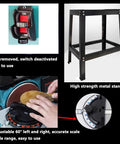 Heavy Hitter Belt Disc Sander With Stand Adjustable Angle Bench Grinder 1200W Motor with safe switch and sturdy metal stand.