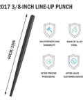 3/8 Inch Line Up Punch Cone 7/8 to 3/8 Inch, 15 Inch Long, precision alignment tool with alloy steel material shown