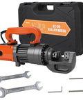 Heavy Duty 1350W Electric Hydraulic Rebar Cutter 110V Portable Power Tool with carrying case and tools.