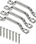 Stainless Steel Pad Eye Kit 4 Pack for Boats and Kayaks with screws, durable marine tie down anchors for securing gear.