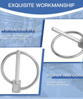 4 Pack Stainless Steel Linch Pins With Ring No Wobble Quick Release Round Cotter Pins 3/16 By 1-3/8 Inch For Trailers Trucks Boats Kayaks Lawn Mowers And Trolleys Hardware.