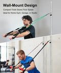 Adjustable Resistance Band Wall Anchor System with dual 40-inch aluminum rails in use for strength mobility and stretch training