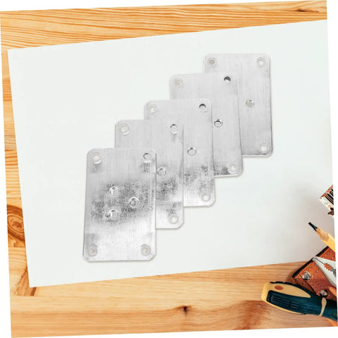 25 Pack Thick Iron Table Leg Plates Heavy Duty Furniture Feet Connectors For Wobbly Couches And Dining Tables Easy DIY Installation on a wooden surface.