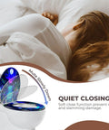 Toilet Seat Round Resin for Bathroom with soft close feature displayed over a toilet next to a person sleeping.
