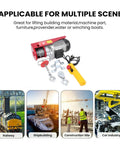 Portable Electric Hoist Crane With Wired Remote Control Heavy Duty Garage Winch Lifter For Shop Overhead Hauls 600kg Capacity. Includes steel wire rope.
