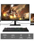 22 Inch Gaming Monitor With 1080p Full HD, 100Hz Refresh, VA Panel, Adaptive Sync, 4ms Response, 99% sRGB on desk with accessories