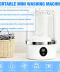 Straight Up Portable Mini Washing Machine For Underwear And Socks Compact Travel Laundry Cleaner with transparent design and digital display.