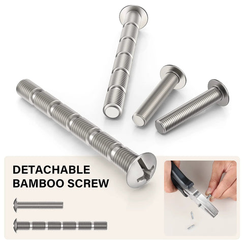 Stainless steel screws with detachable bamboo feature for 30 Pack Matte Black Cabinet Handles 5 Inch Length With 3 Inch Hole Center Stainless Steel Drawer Pulls.