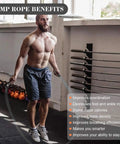 Man using Weighted Jump Rope 1lb for Serious Cardio Training with TangleFree Ball Bearing Rapid Speed Skipping Rope in gym