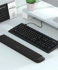 Keyboard Wrist Rest Memory Foam Pad For Pain Relief And Comfort Ergonomic Hand Support For Long Hours Gaming And Studying Massage Pattern Design To Relieve Carpal Tunnel Soft Classic Black Cushion Non Slip For Everyday Comfort with keyboard on desk