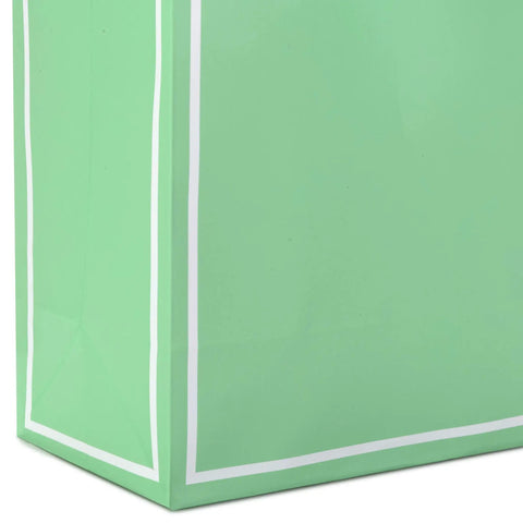 Pastel Easter Gift Bag Bundle Of 5 Small 6 Inch Bags With White Stripe Borders And Ribbon Handles In Sage