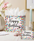 13 Inch Large Birthday Gift Bag With Tissue Paper And Card Happy Birthday Dots Streamers Gift Bag For Men Women Kids Eco Friendly Durable Gift Wrapping shown on table with flowers and candle