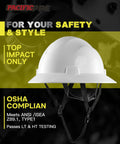 Full Brim Hard Hat For Construction Safety, OSHA Certified And ANSI Z89 Type 1 Class E G C, White Protective Helmet