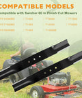 Lawn Mower Blade Set For 60 Inch Finish Cut Mowers Replacement 9037 Blades with mower and model compatibility list