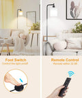 Floor Lamp With Remote And Foot Control Rustic Standing Light With Four Color Temperature Modes Jade Matte Glass Shade in living room