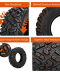 Beefed Up All Terrain ATV UTV Tires 25X10-12 6PR Tubeless Set Of 2 showing tread pattern and puncture resistance features