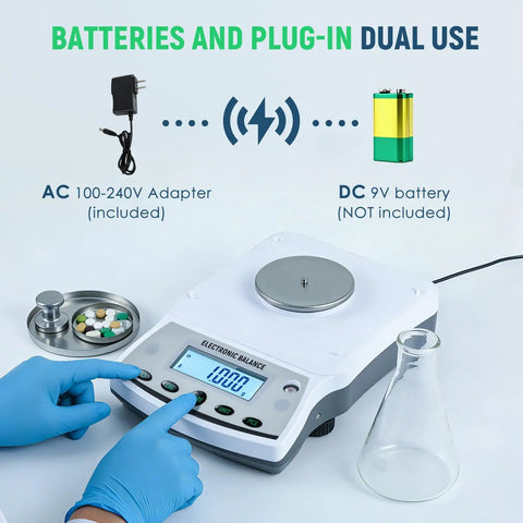 Heavy Duty 500G Lab Scale With 0.001G Readability And Windshield Digital Analytical Balance For Jewelry And Tiny Parts RS232 Data Output Precise Scientific Weighing For Lab Work And DIY Projects with dual power options