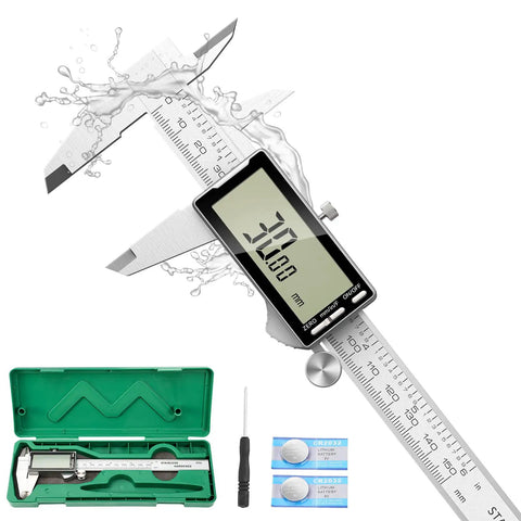 Ultra Precise 6 Inch Digital Caliper With Large LCD Display, Stainless Steel Body, accessories kit.