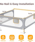 Three Side Queen Size Bed Rail For Toddlers With Headboard Rod No Drill Baby Guard Adjustable Side Rails For Kids