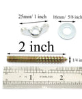 Straight-Up Hardcore Hanger Bolts 1/4-20 X 2 Inch With Wing Nuts Galvanized Dowel Screws, showcasing wing nut and washer.