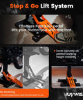 Adjustable Dirt Bike Stand And Motorcycle Lift Jack 1000 lb capacity hydraulic lift with pedal in use lifting a motorcycle
