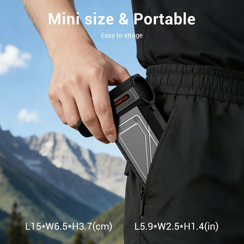 Person placing Beastly Turbo Cordless Air Duster 150000RPM Power With Rechargeable Brushless Motor in pocket, showcasing portability.