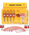Lockout Tagout Station Kit with 6 Safety Padlocks, 2 Hasps, 2 Small Breaker Locks, 30 Loto Tags, 30 Nylon Ties, Wall Mounted Safety Box