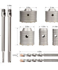 Amazon 9-piece masonry concrete hole saw kit with 30–100 mm saws and 300 mm tungsten carbide SDS Plus/Max drill bits