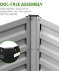 Corner detail of Two Pack Galvanized Raised Garden Bed Kit 9x3x1ft Durable Rust Resistant Planter Boxes emphasizing tool-free assembly.