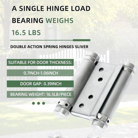 Four Pack Double Action Spring Hinges For Self Closing Doors 3 Inch Stainless Steel with load bearing details and specs