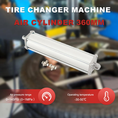 Beefy Tabletop Pneumatic Air Cylinder for Tire Changer Machine, Aluminum Alloy, Heavy Duty, 360mm size, workshop background
