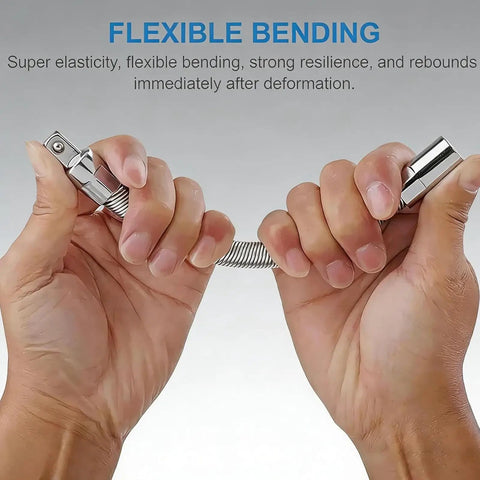 Hands bending Flexible Shaft Extension For Impact Tools 360 Degree Bend To Reach Tight Auto Repair Spaces Half Inch Drive.