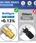 RV water inlet fittings set: lead-free brass 3/4 NH female to 1/2 NPT male connector and black plastic inlet adapter