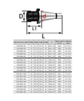 Heavy Grade Stainless Steel Cnc Collet Compatible Nt30 Nt40 Nt50 Er11 Er16 Er20 Er25 Er32 Er40 Sizes milling spindle tool holder with specifications chart.